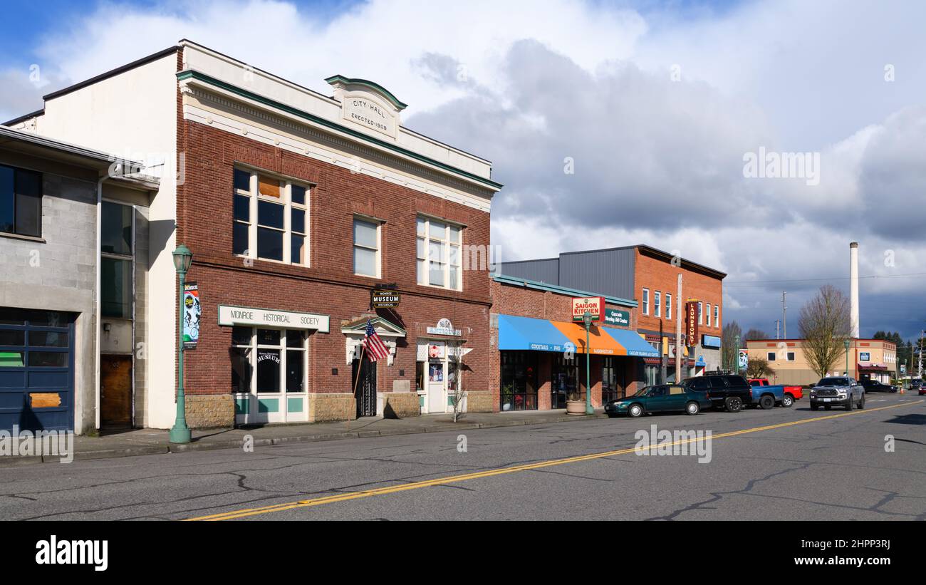 Monroe, WA, USA February 21, 2022; Downtown Monroe Washington along