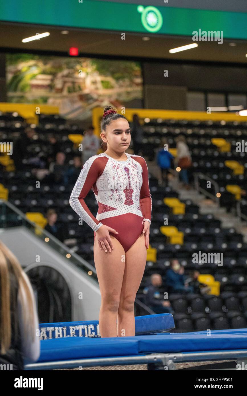 Photograph of young athlete competing at the Winter Wonderland Tumbling