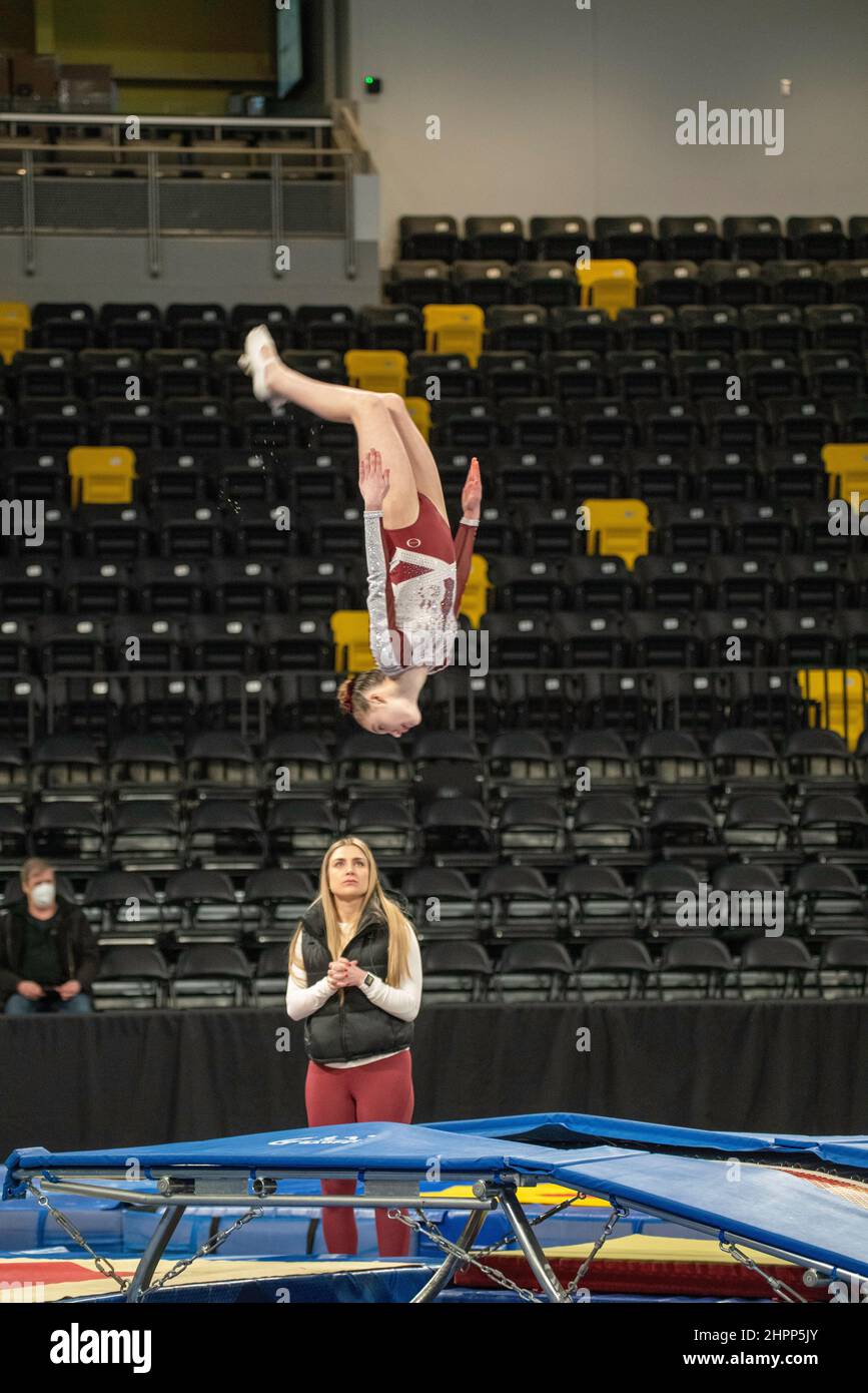 Photograph of young athlete competing at the Winter Wonderland Tumbling