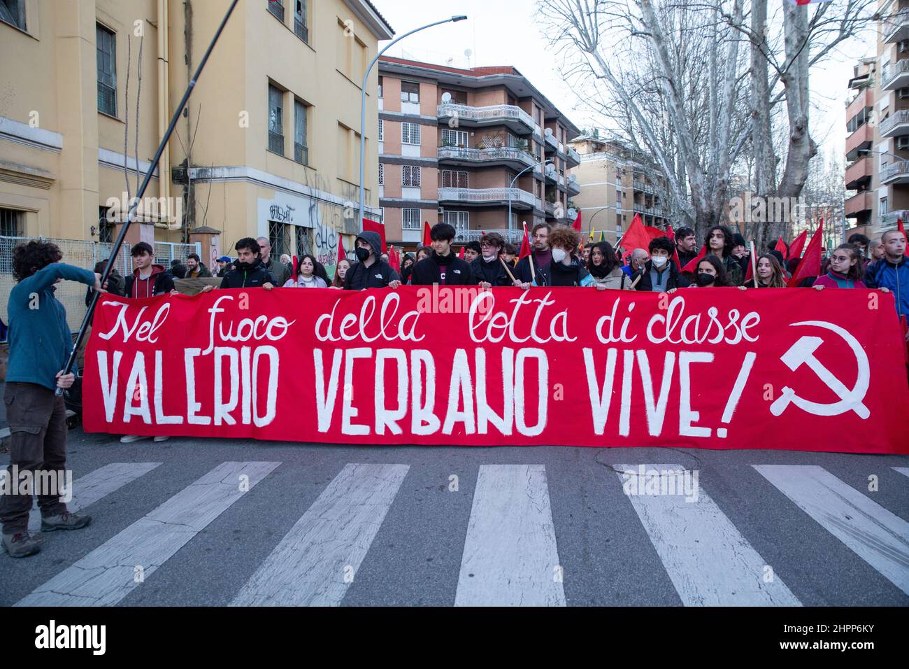 Rome, Italy. 22nd Feb, 2022. Demonstration organized by antifascist ...