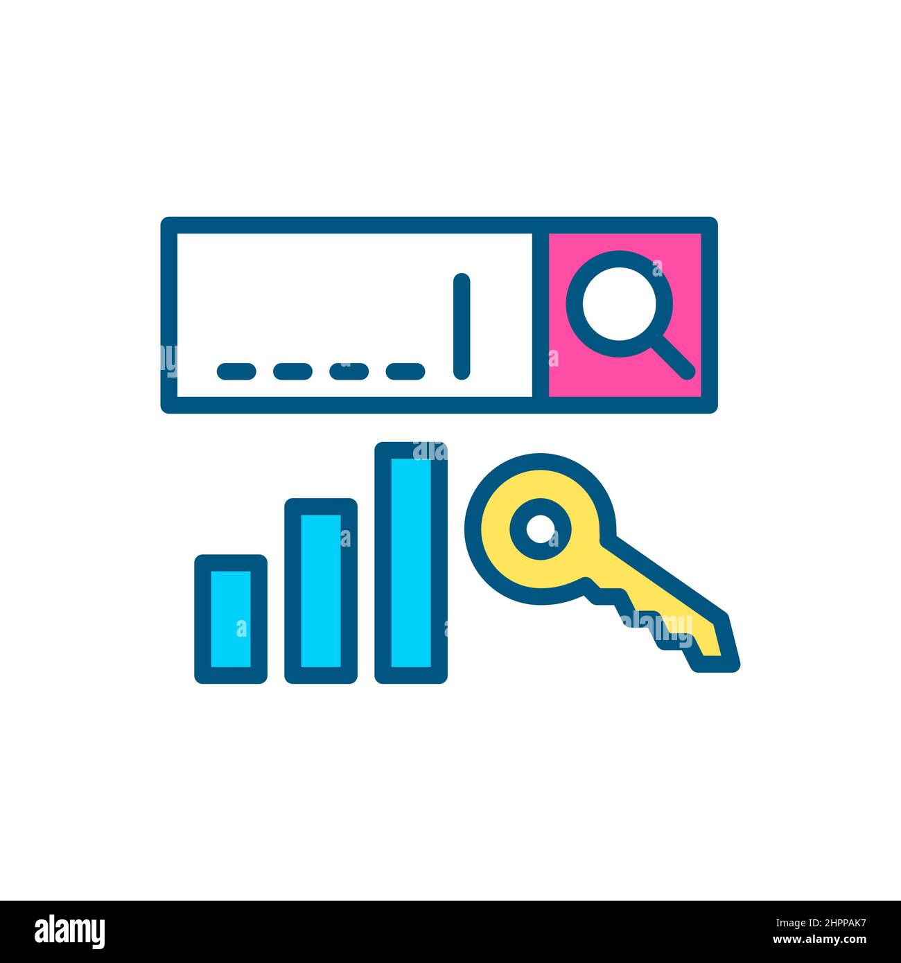 Keyword data analysis. Pixel perfect, editable stroke color icon Stock Vector