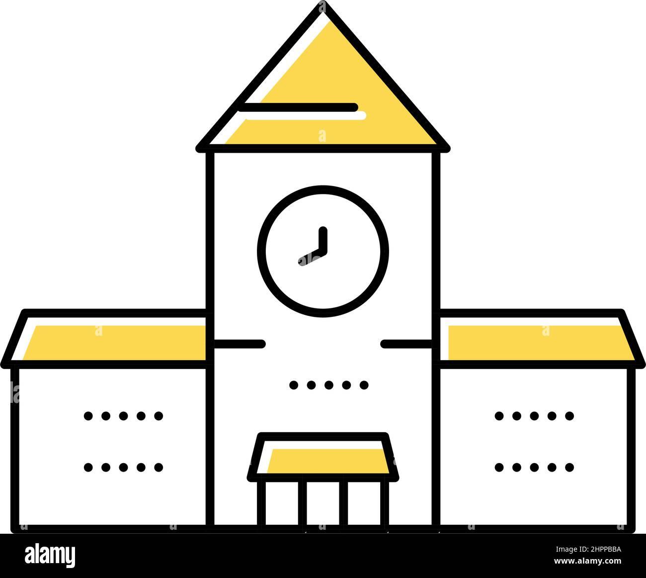 railway station building with clock color icon vector illustration ...
