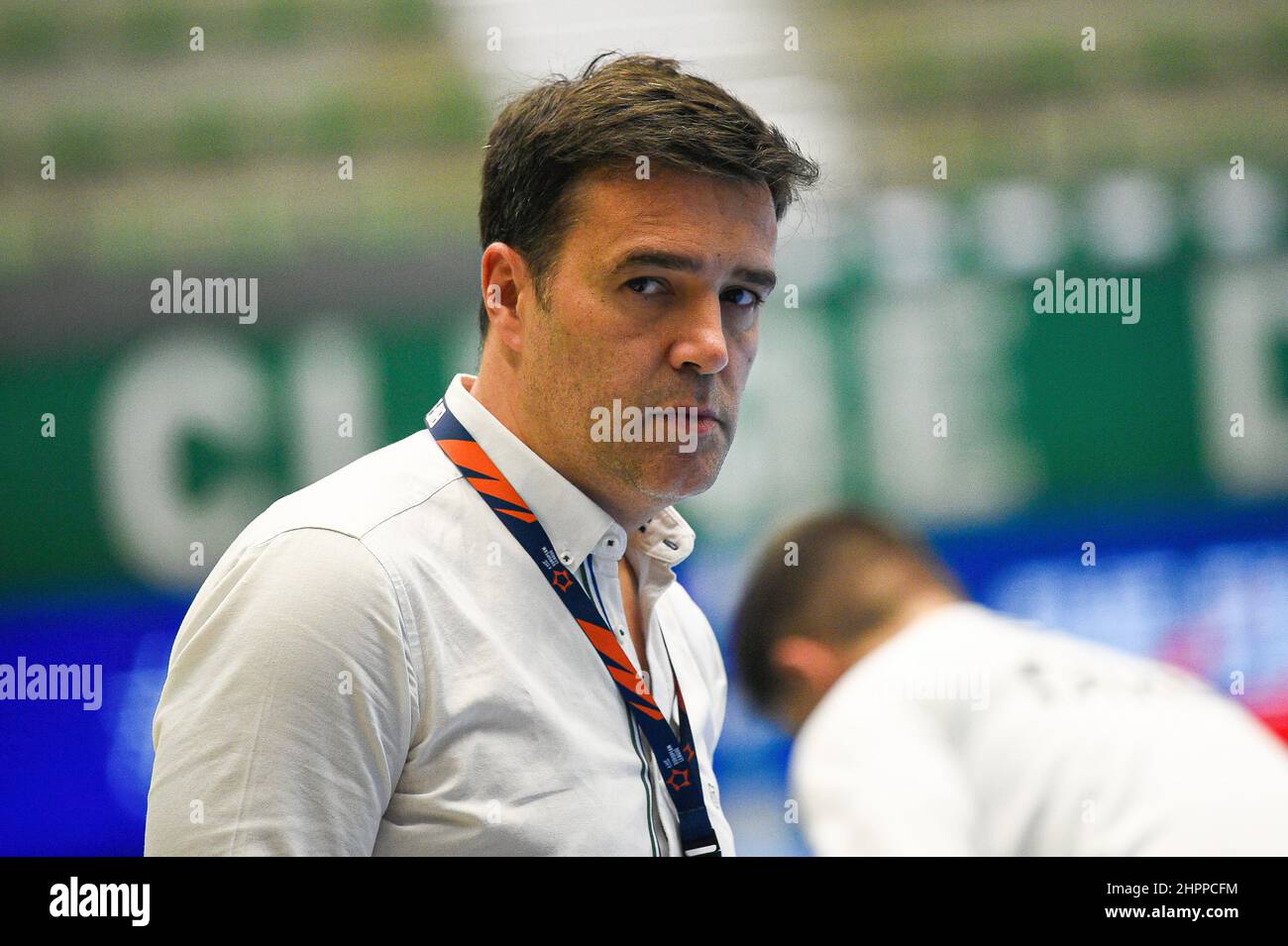 Lisbon, Portugal. 22nd Feb, 2022. Ricardo Costa, Sporting CP Coach, seen during the EHF European League group D Handball match between Sporting CP and Grundfos Tatabanya KC at the Pavilhao Joao Rocha. Final score; Sporting CP 34:26 Grundfos Tatabanya KC. Credit: SOPA Images Limited/Alamy Live News Stock Photo