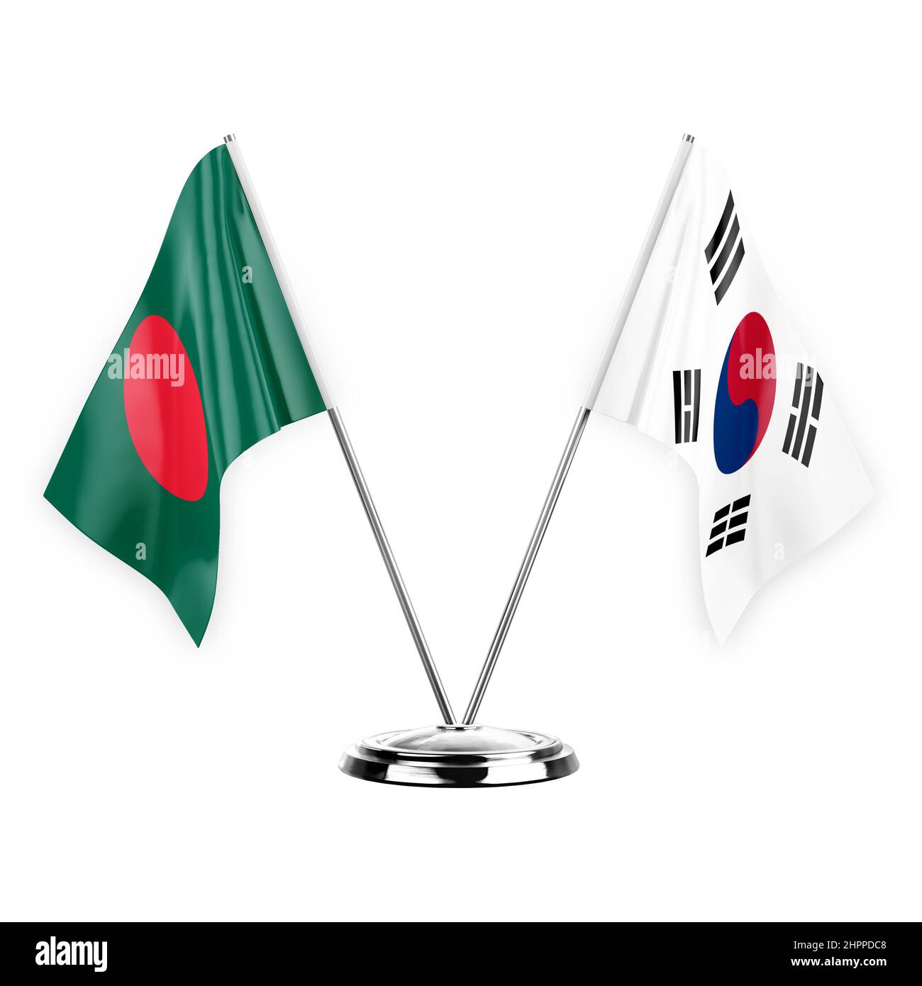 England & South Korea Double Friendship Table Flags Set With Base 