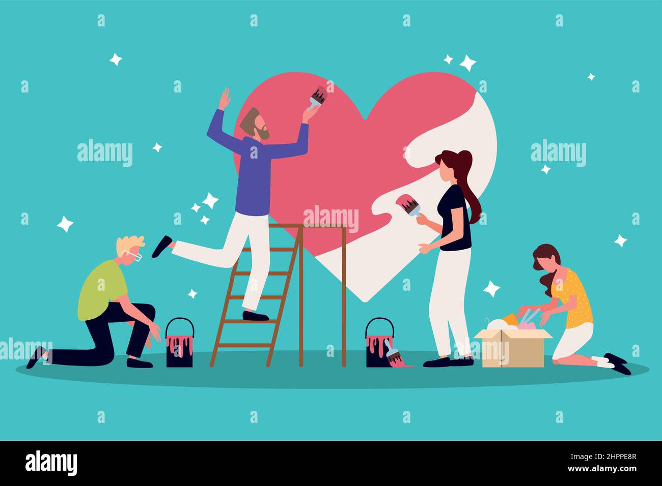 volunteer team working Stock Vector Image & Art - Alamy