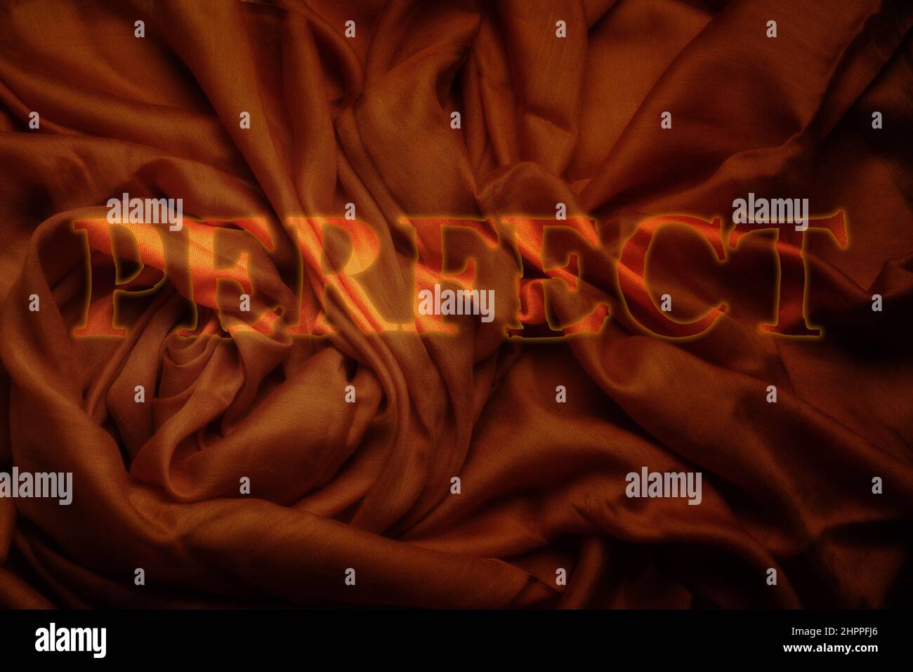 Word perfect written on a drapery flag Stock Photo Alamy