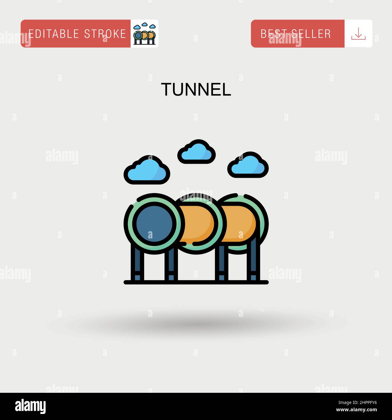 Tunnel Simple vector icon. Stock Vector