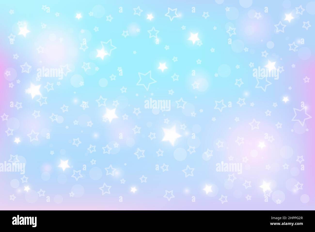 Holographic fantasy background. Abstract unicorn sky with stars. Magical landscape, abstract pattern. Vector Stock Vector