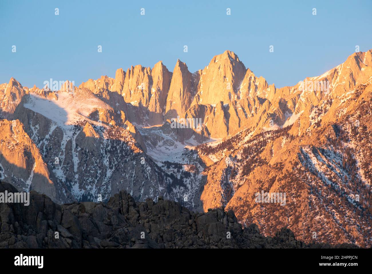 Mt. Whitney, the tallest mountain peak in the lower 48 states, stands