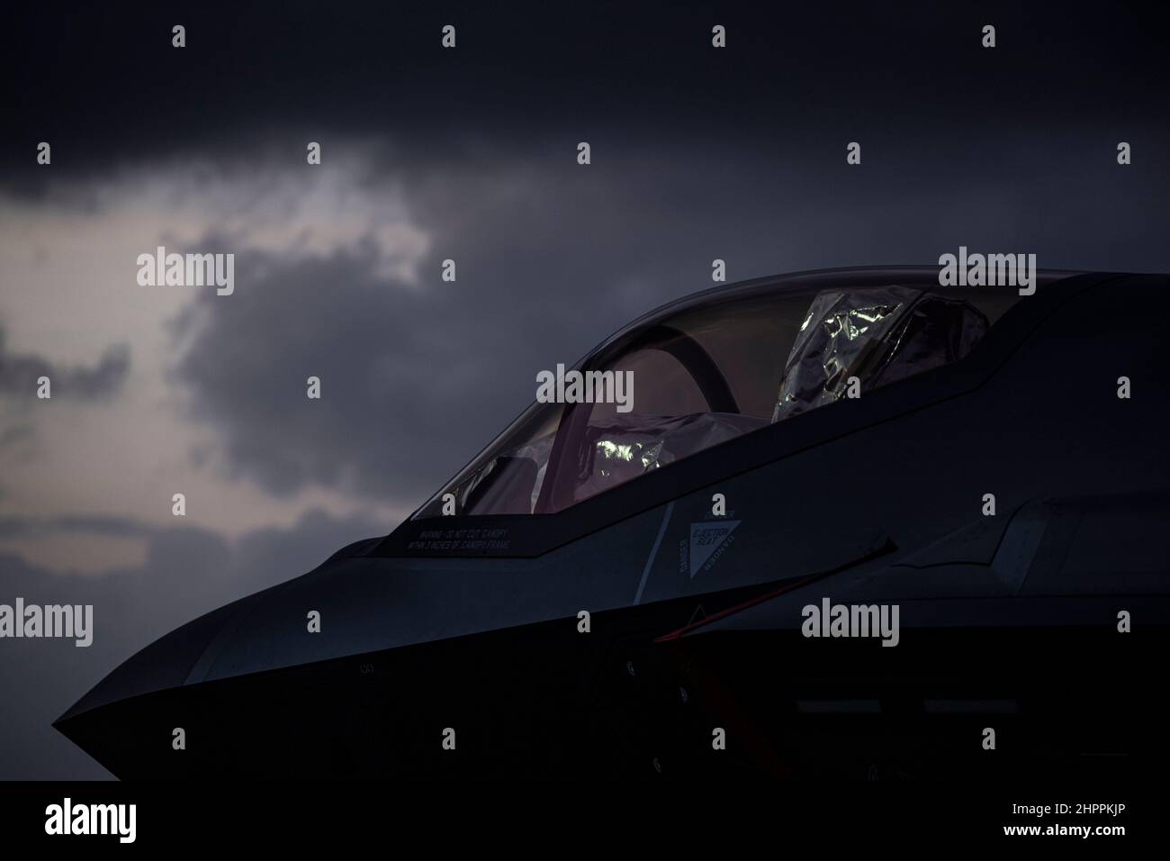 Tinian Intl A U.S. Air Force F-35A Lightning II sits parked during Cope North 22 at ...