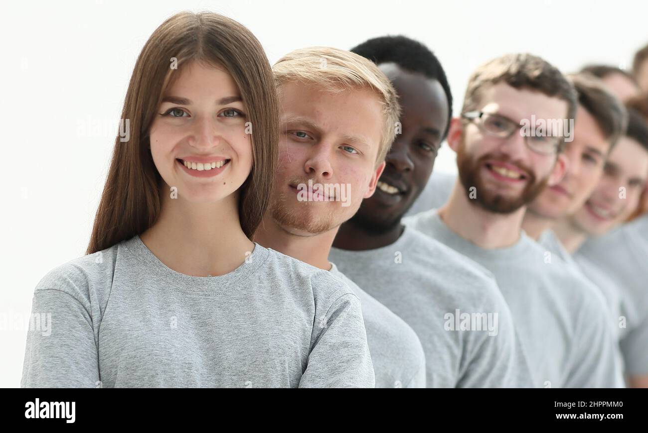 group of diverse young people standing in a row Stock Photo - Alamy