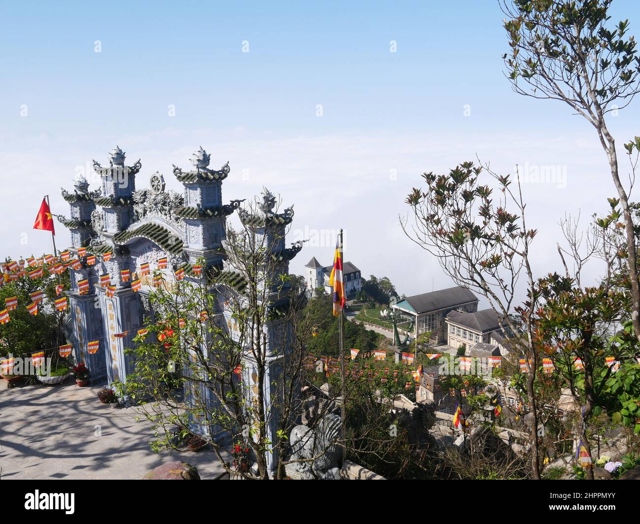 Da Nang, Vietnam - April 12, 2021: Linh Ung temple, Chua Linh Ung in Ba Na Stock Photo