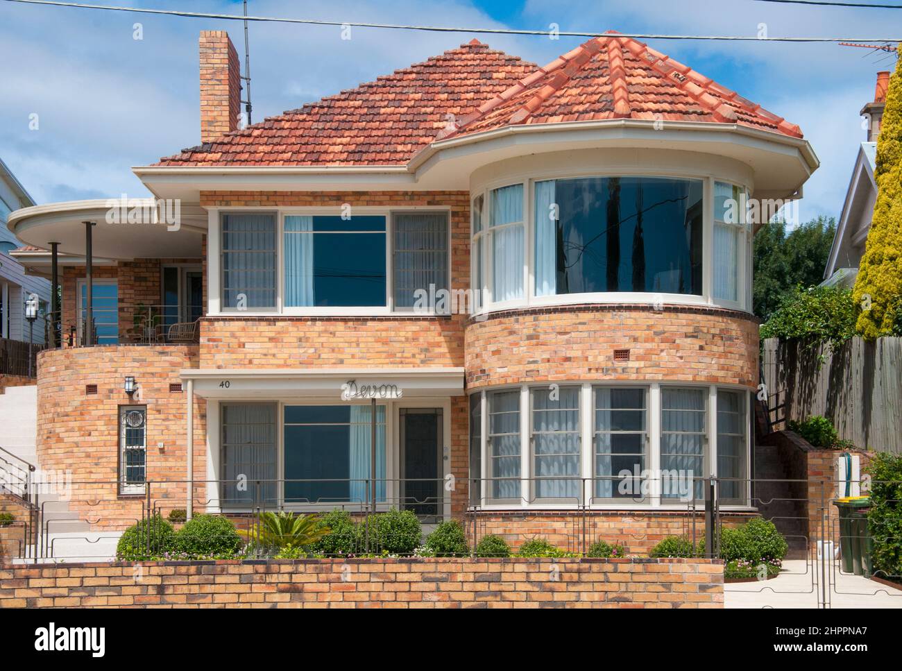 Streamline moderne or Art Deco mansion on Eastern Beach, Geelong, Victoria, Australia Stock Photo