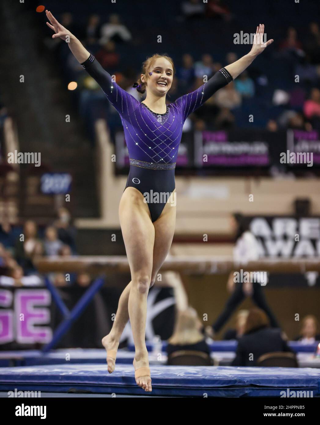 Fort Worth, TX, USA. 19th Feb, 2022. Washington's Ashley Blum smiles as