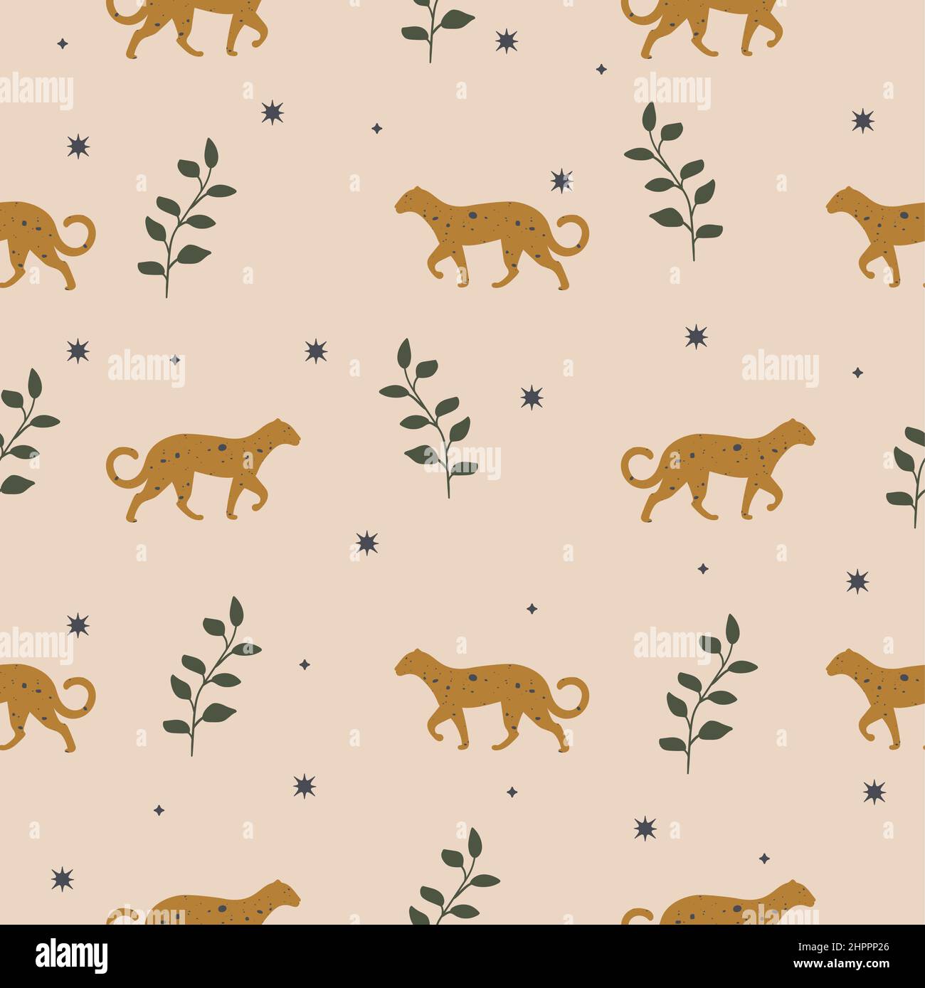 Seamless vector pattern background with leopard. Perfect for wallpapers ...