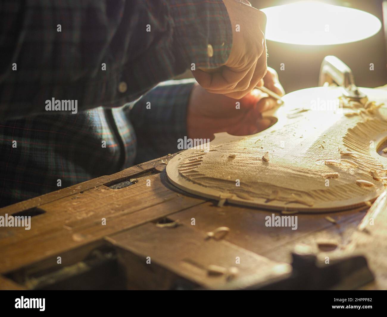 Closeup of a violin luthier at work Stock Photo Alamy