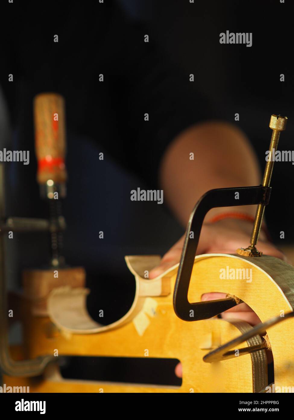 Closeup of a violin luthier at work Stock Photo Alamy