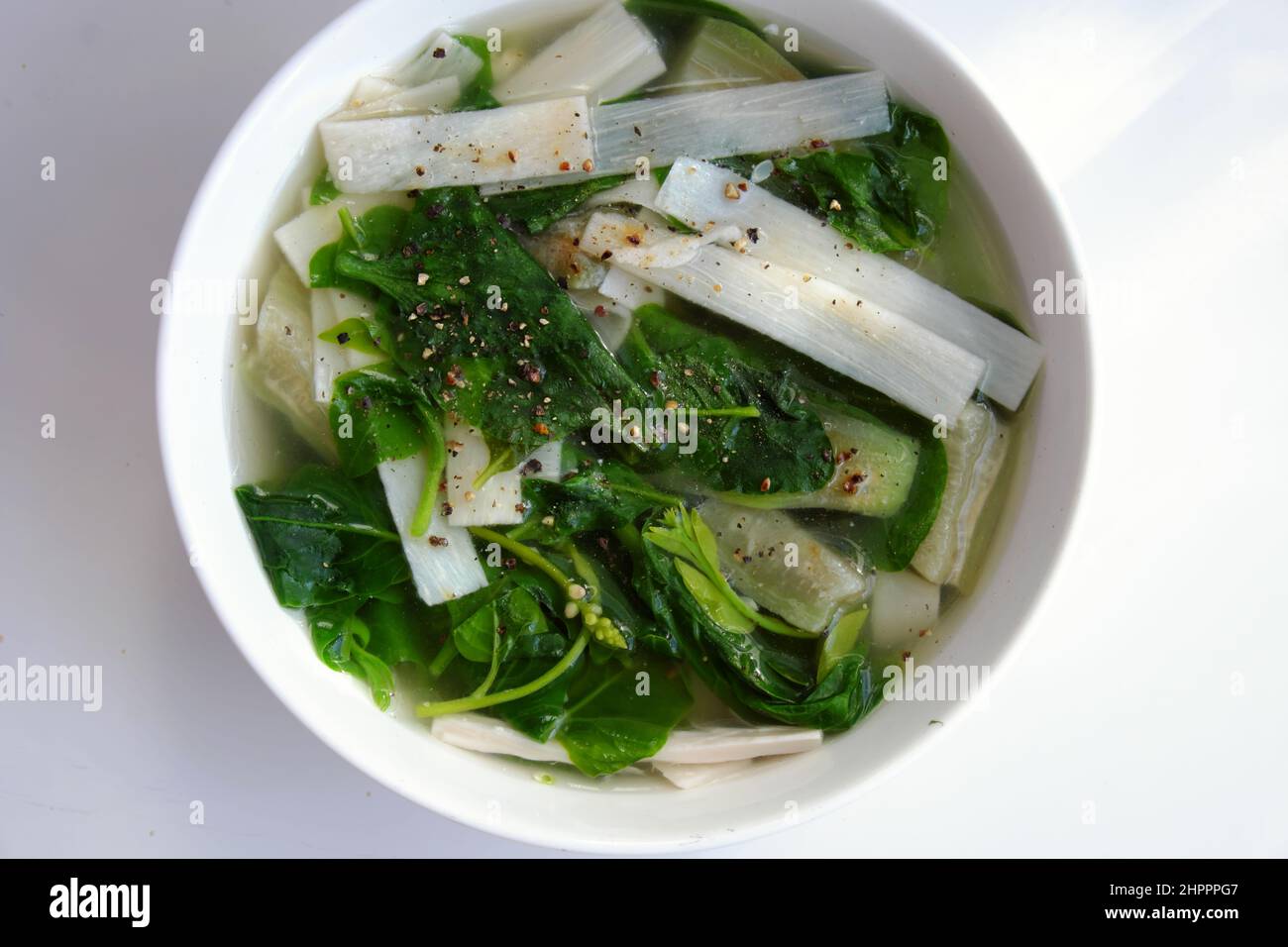 Top view vegan rice dishes for daily meal with non meat raw material, boiled vegetables as