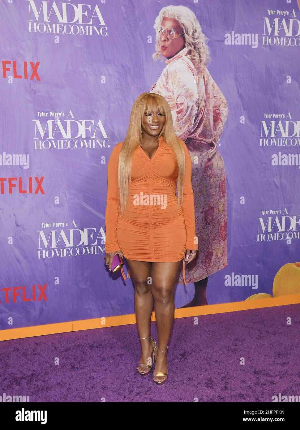 Los Angeles, CA, February 22, 2022. Mignon arrives at the World Premiere of Netflix's TYLER PERRY'S A MADEA HOMECOMING at the Regal LA Live in Los Angeles, CA on Tuesday, ?February 22, 2022. (Photo By Sthanlee B. Mirador/Sipa USA) Stock Photo