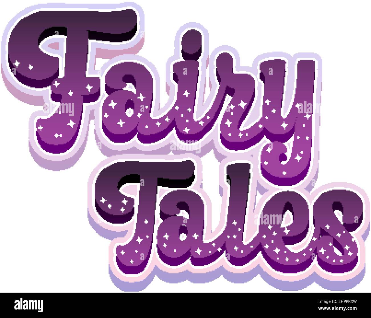 Fairy Tales text word in cartoon style illustration Stock Vector