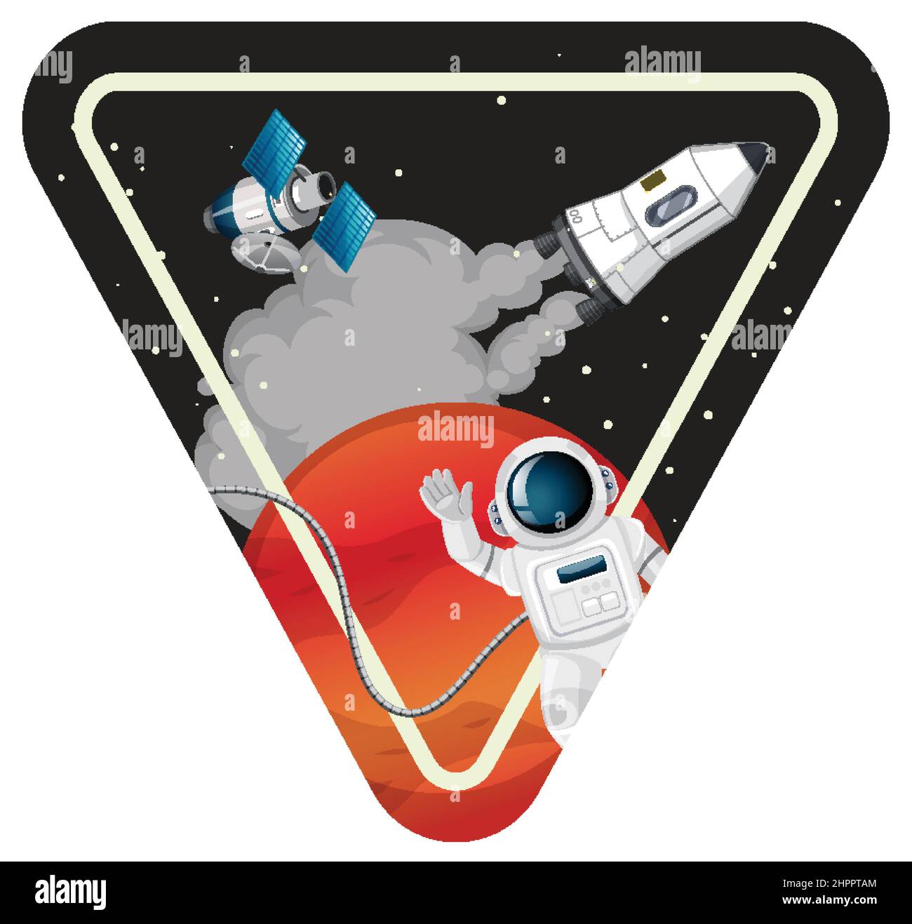 Astronaut in the space badge on white background illustration Stock ...