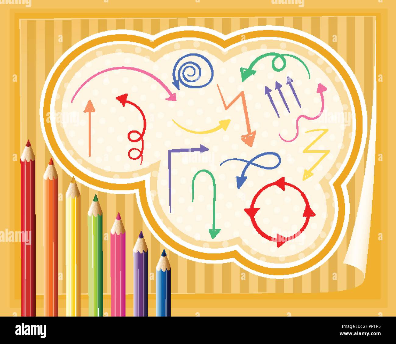 Hand drawn doodle icons with colour pencils illustration Stock Vector ...