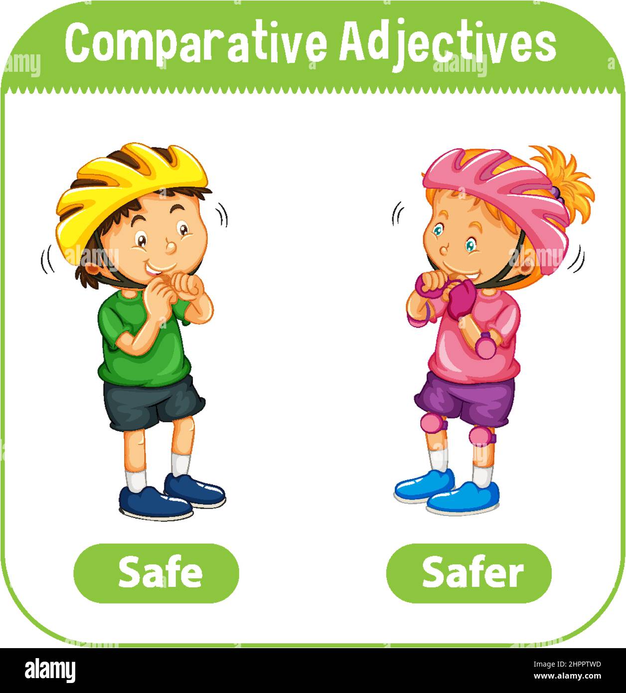 Comparative Adjectives for word safe illustration Stock Vector Image