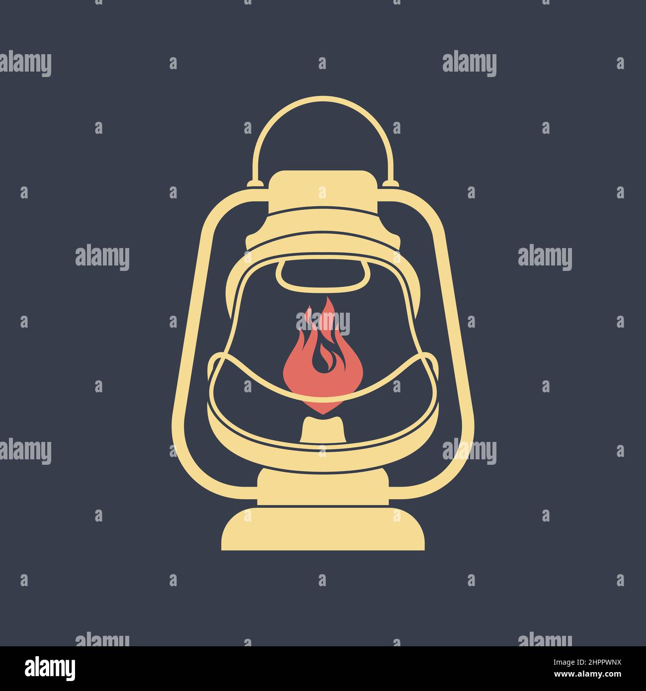 Old lamp with fire. Stock Vector