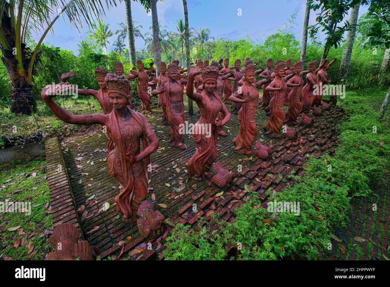 The Gandrung Terracotta Park is a cultural site that preserves Banyuwangi's cultural art icon: the Gandrung Dance. On this site, there are 1,000 statu Stock Photo