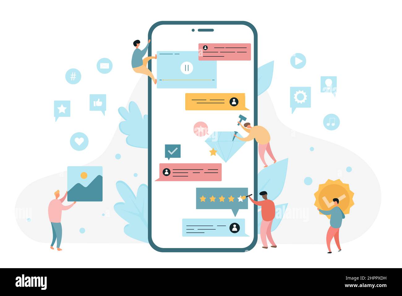 Mobile application usage and customer feedback review. Software app