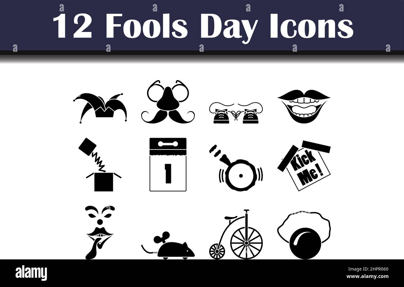Fools Day Icon Set. Fully editable vector illustration. Text expanded ...