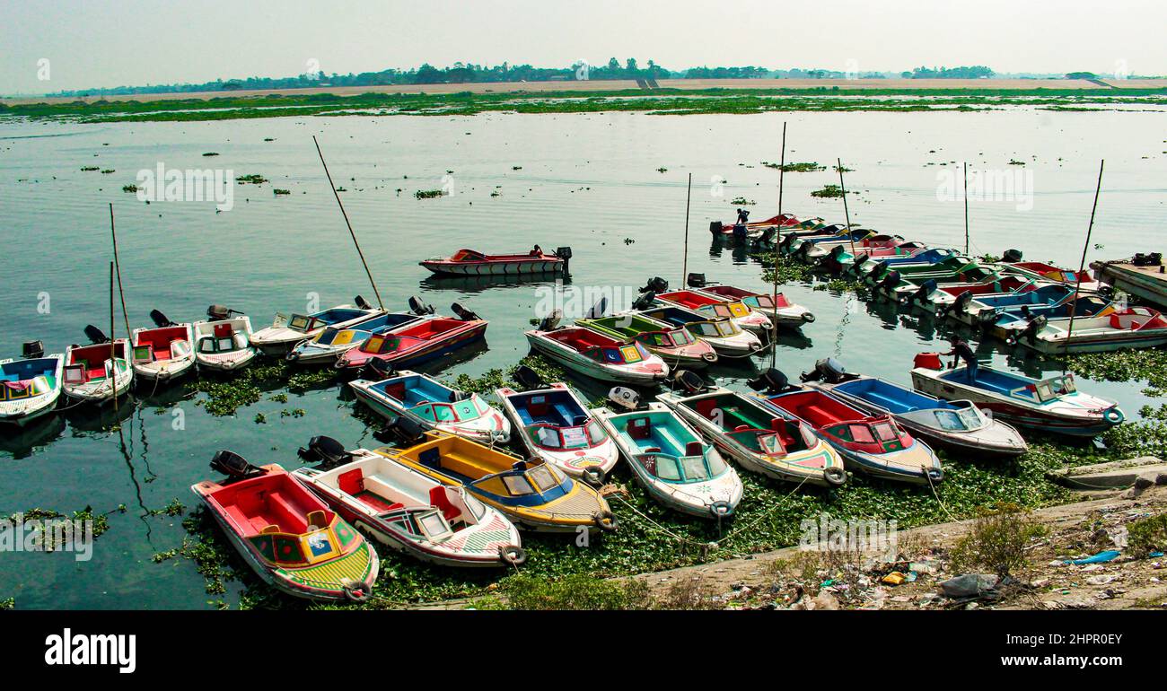 Colored Travel speed boat in Bangladesh Stock Photo - Alamy