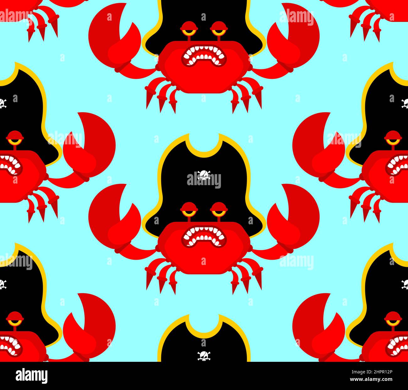 Crab Pirate pattern seamless. sea cancer filibuster background. Vector ...