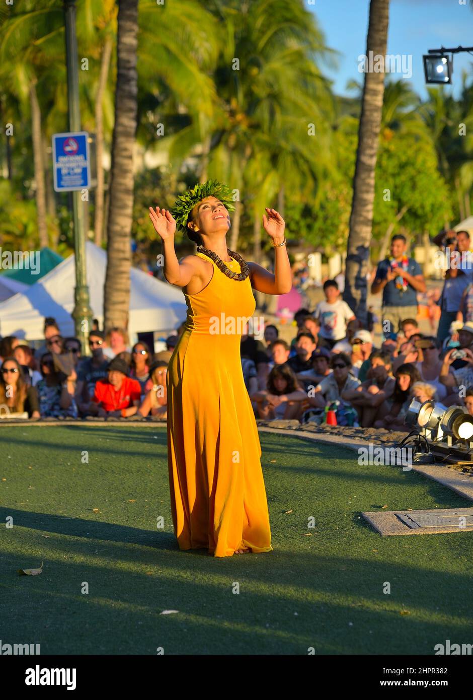 Scenic impressions from renowned Waikiki beach in Honolulu, Oahu HI
