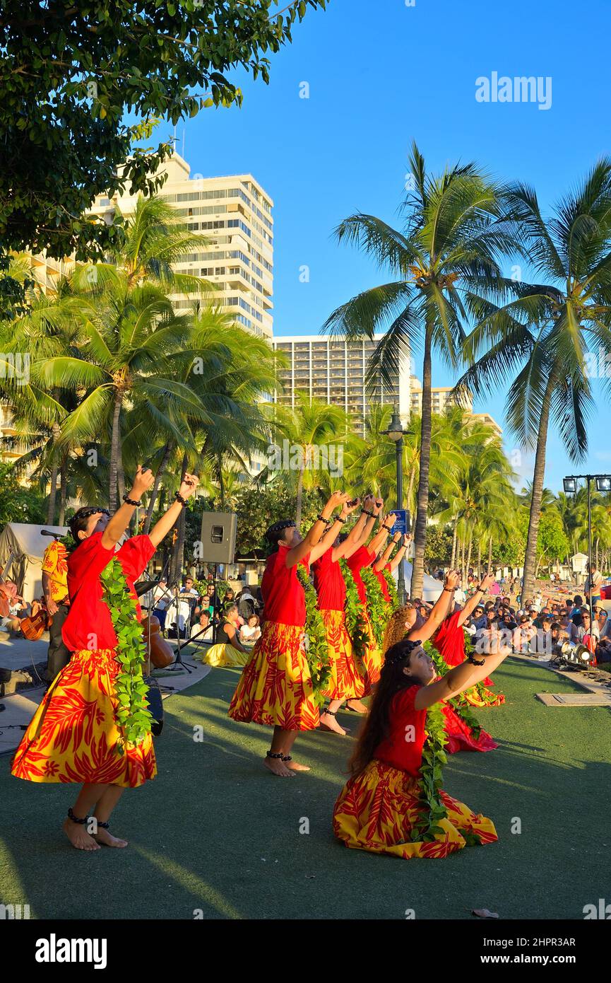 Scenic impressions from renowned Waikiki beach in Honolulu, Oahu HI