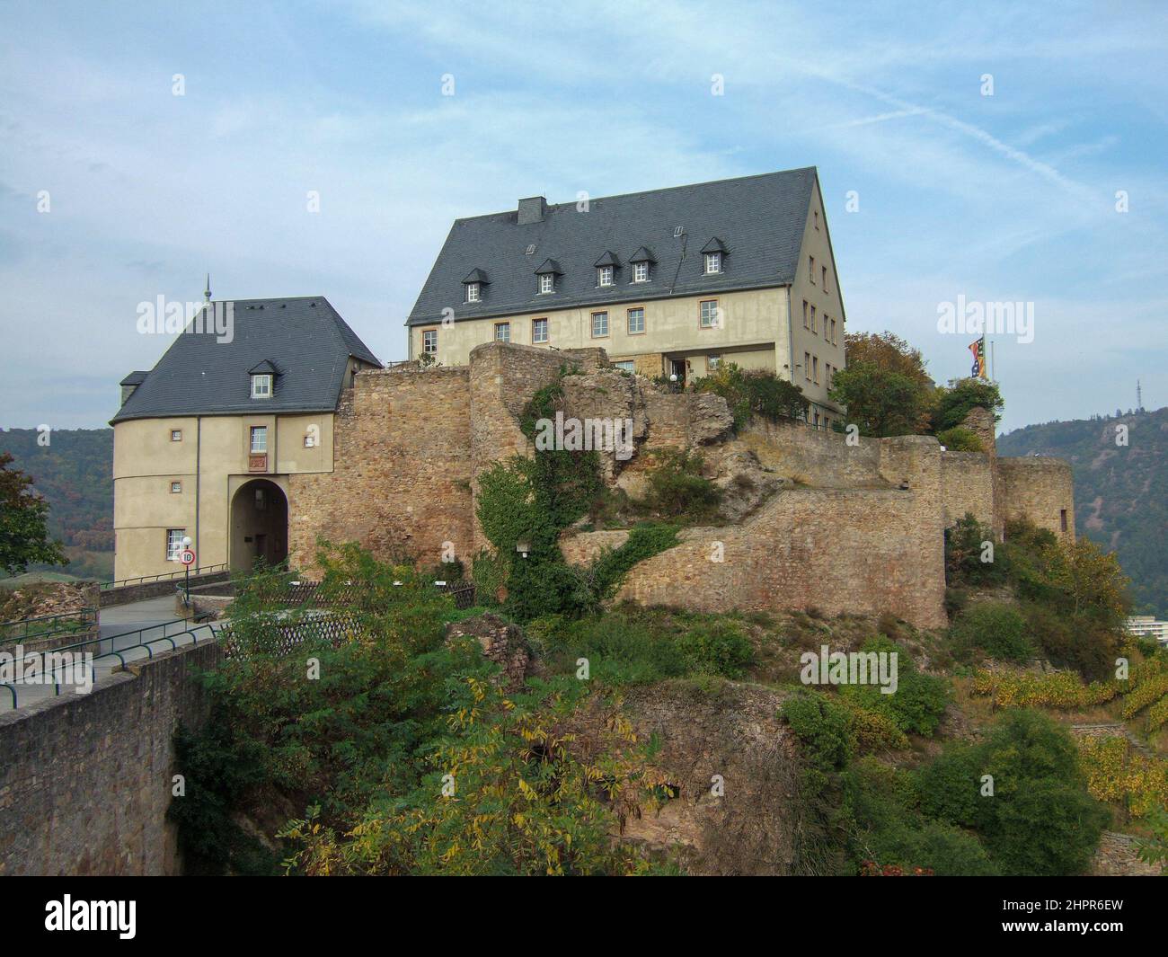 Photography of the ruins castle walls and castle buildings of Ebernburg ...