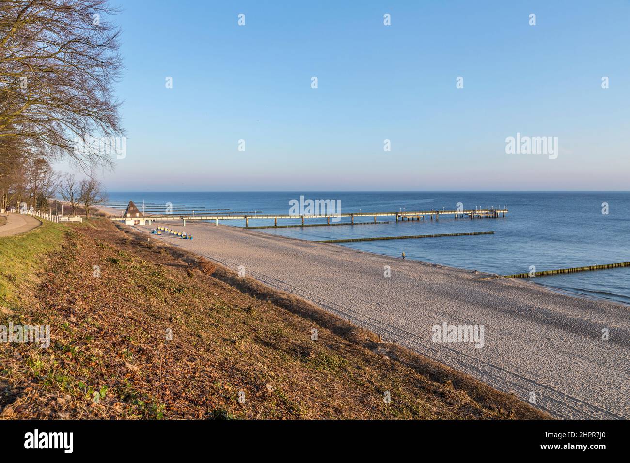 beach landscape with pier at Koserow on Usedom Island Stock Photo - Alamy