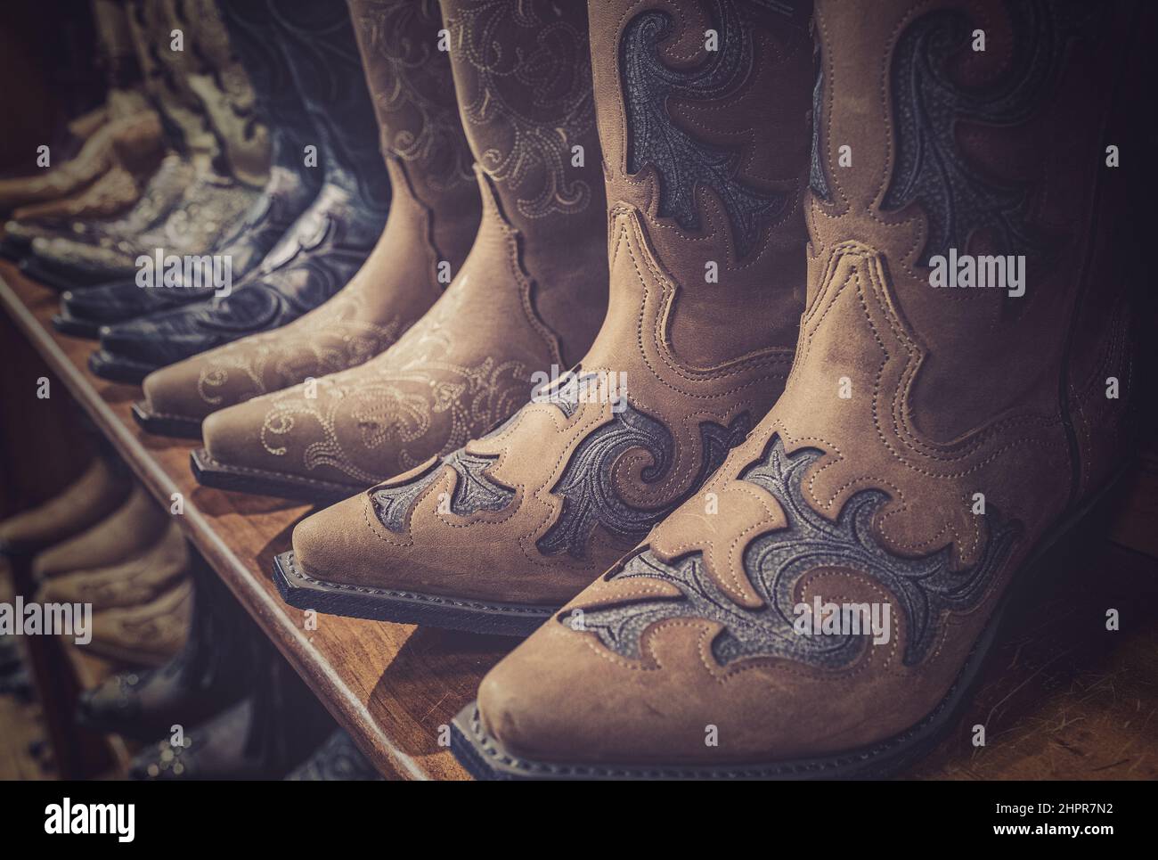 Cowboy boots on sale in shops in downtown Nashville, Tennessee Stock