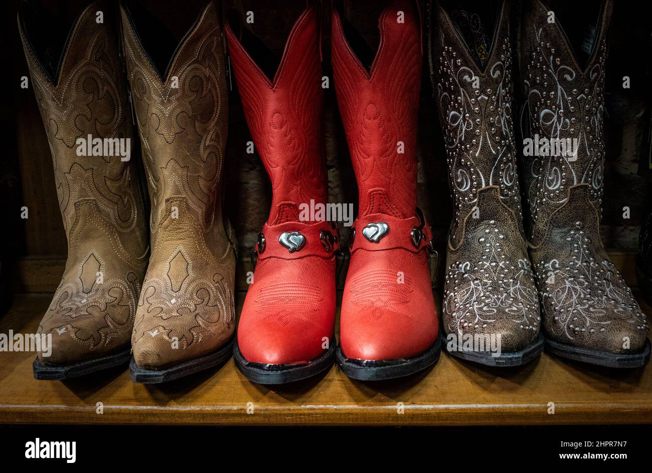 Cowboy boots on sale in shops in downtown Nashville, Tennessee Stock
