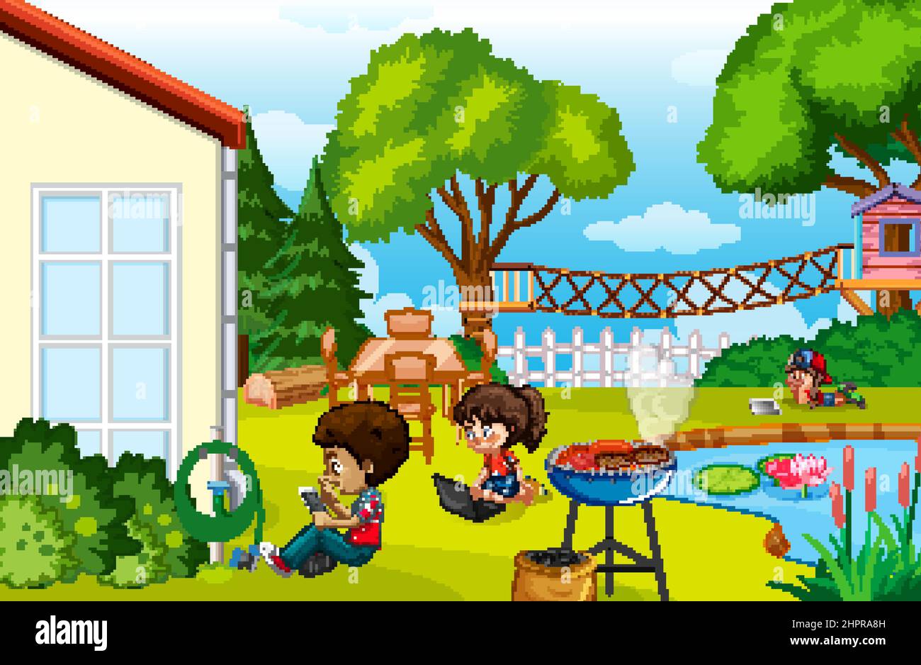 Scene with children in the park illustration Stock Vector Image & Art ...