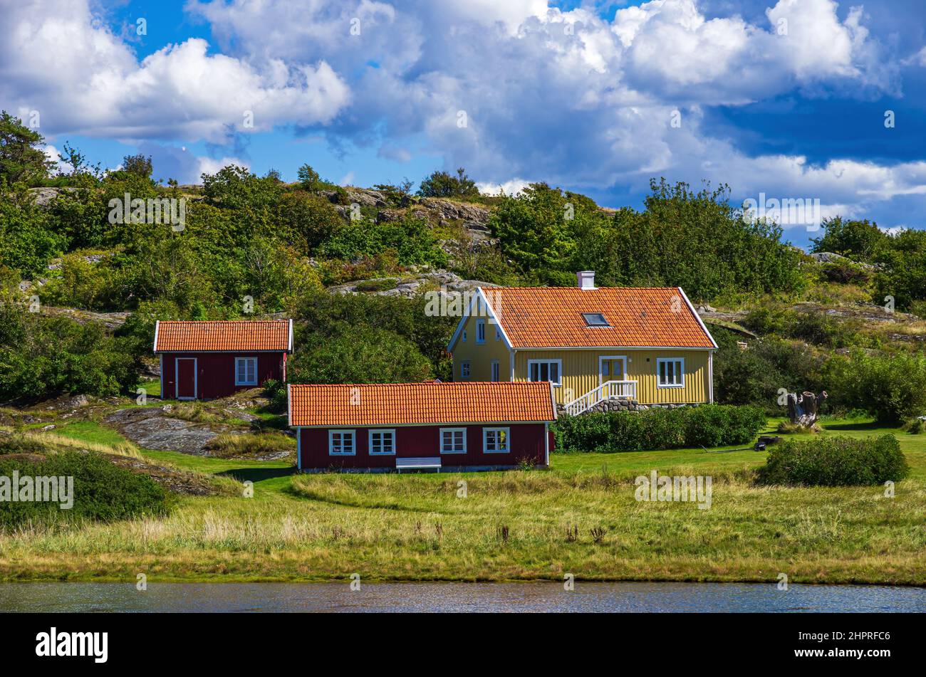 Cottages outside Ekenäs, South Koster Island, Bohuslän, Västra Götalands län, Sweden. Stock Photo