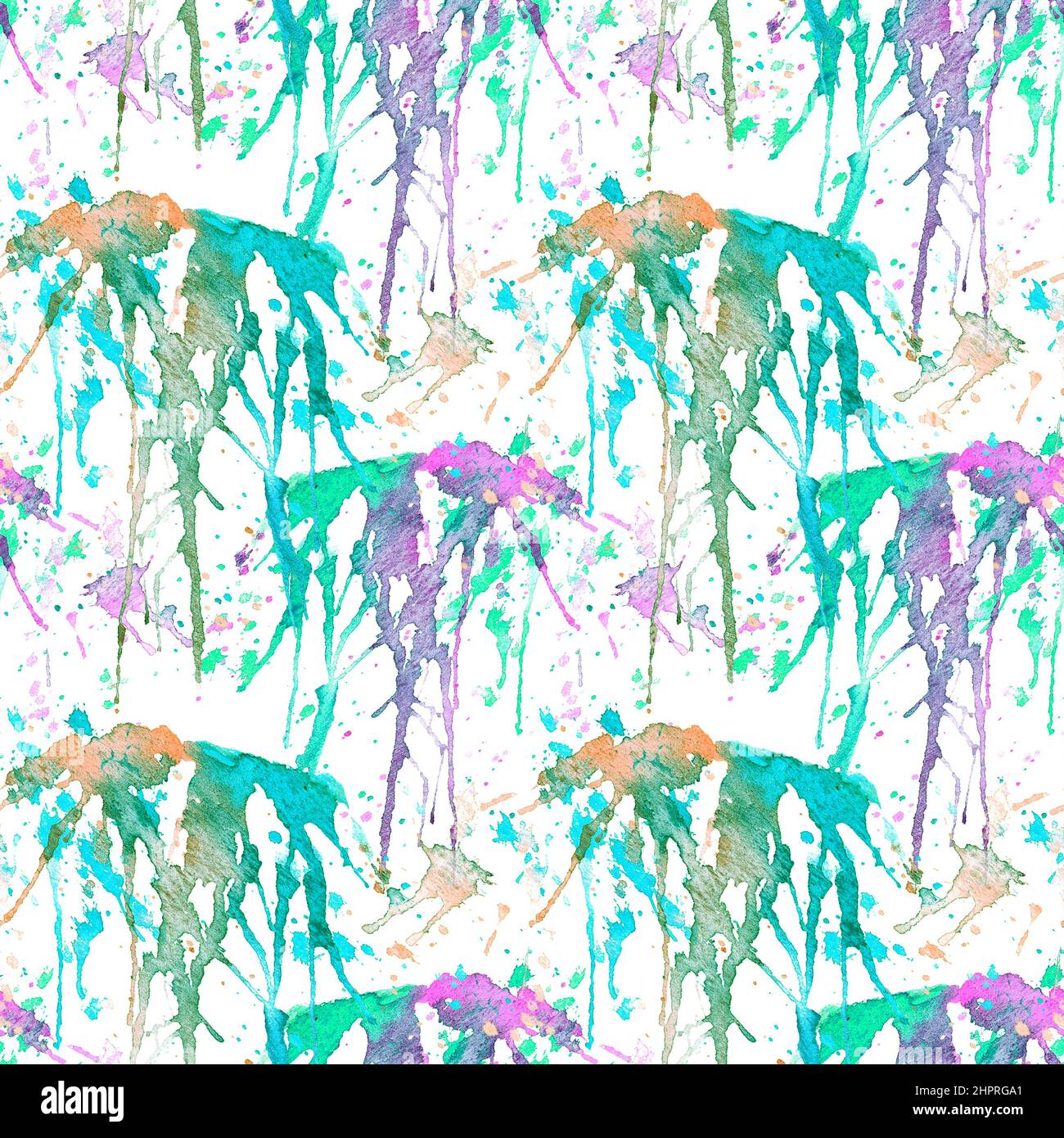 Seamless pattern with hand drawn splashes and stains. Abstract colorful ...