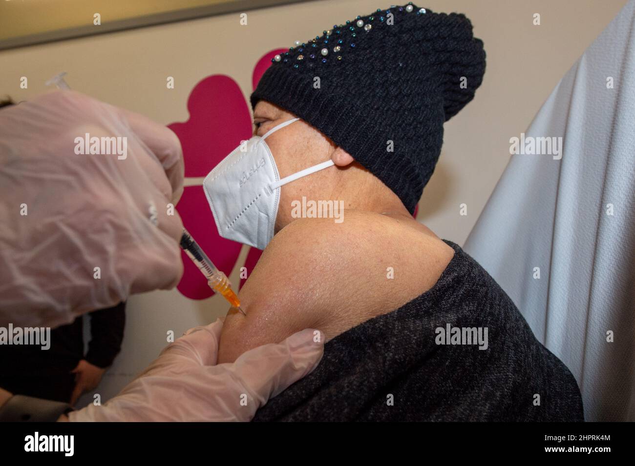 Rieti, Rieti, Italy. 23rd Feb, 2022. The administration of the fourth dose of the anti-Covid vaccine for immunocompromised people living in the province has begun. (Credit Image: © Riccardo Fabi/Pacific Press via ZUMA Press Wire) Stock Photo