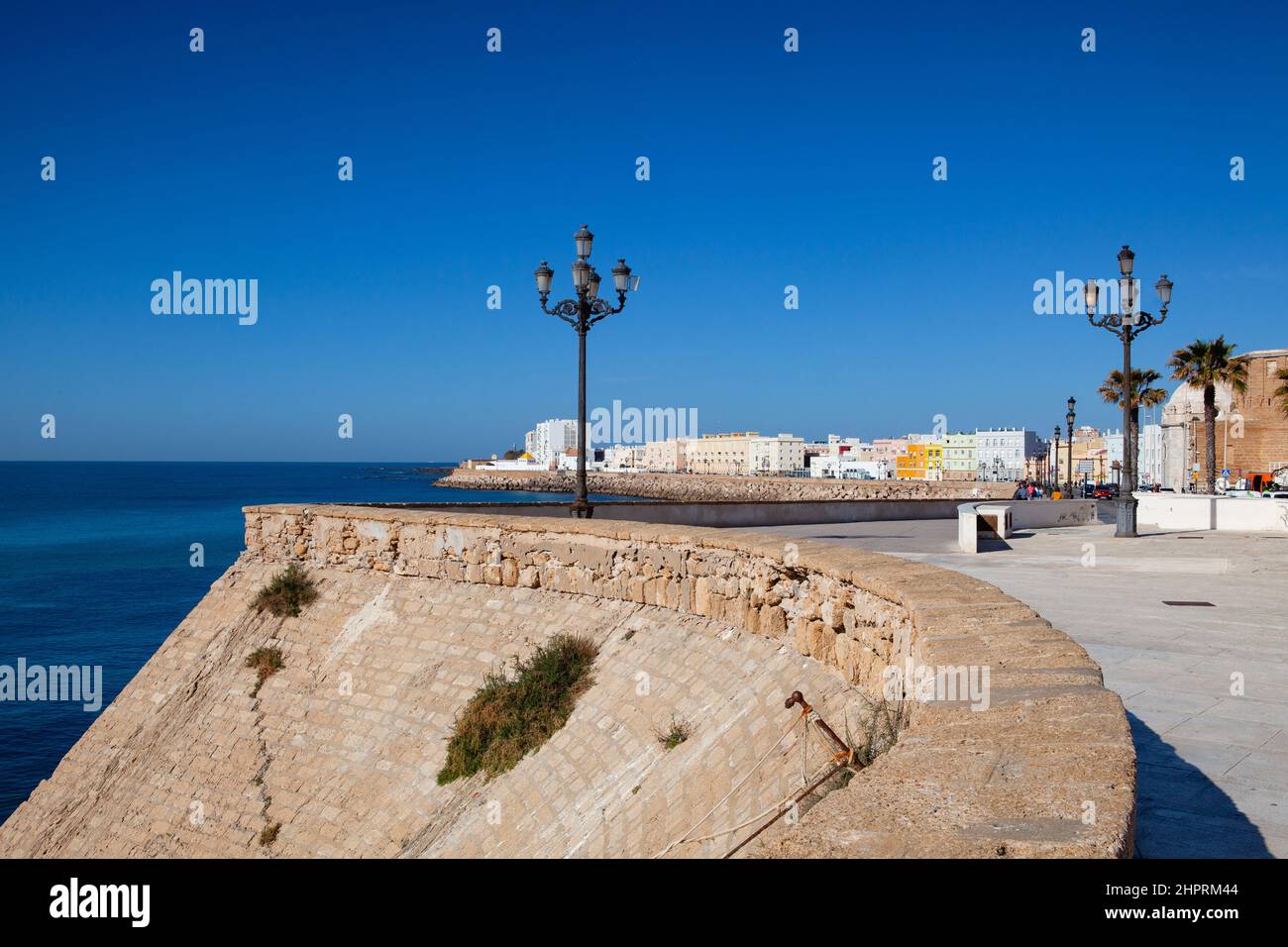 On the Promenade Paseo Canalejas, Cadiz, Andalusia, Spain. The place is perfect for romantic walk! Stock Photo