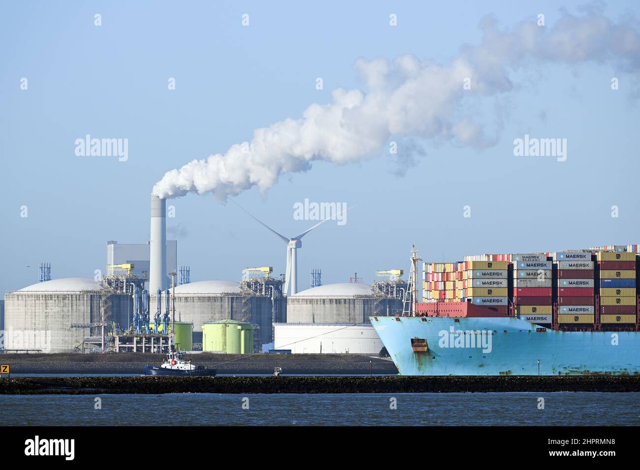 Rotterdam, Netherlands. 23rd Feb, 2022. Ships pull into the port of ...