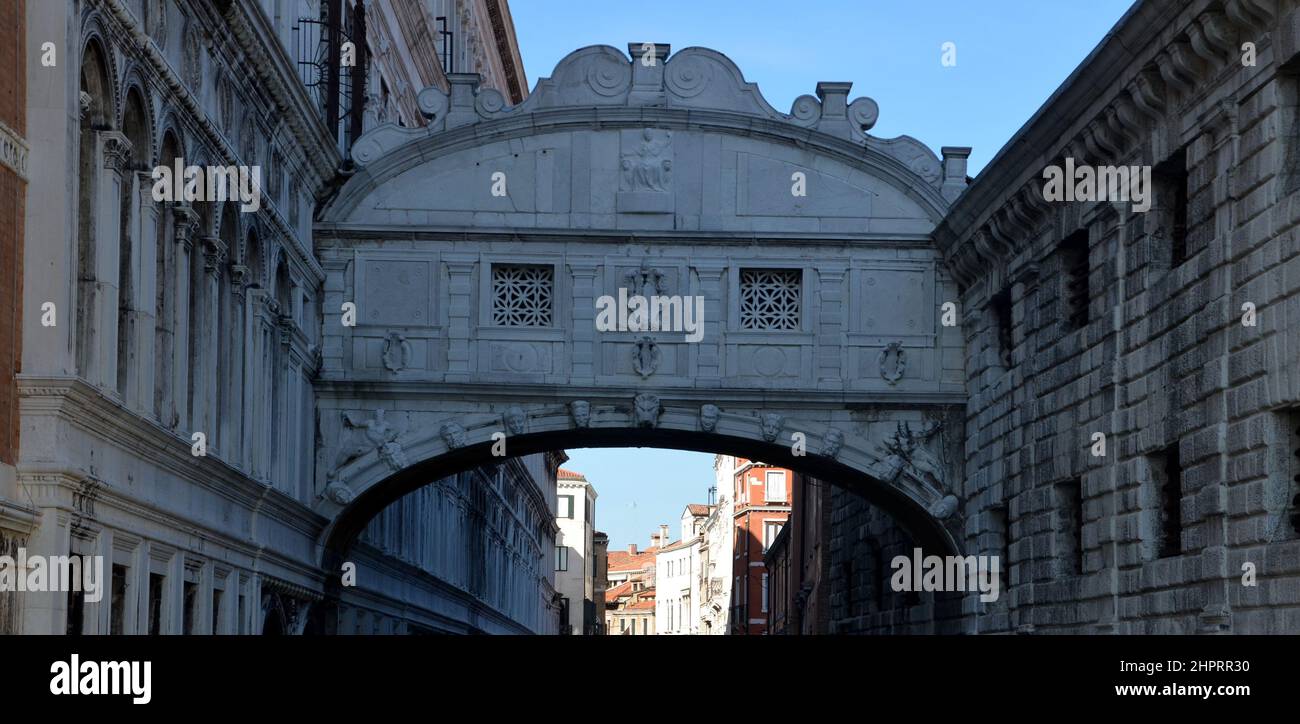 Doge's Palace and Bridge of Sighs in venice Stock Photo
