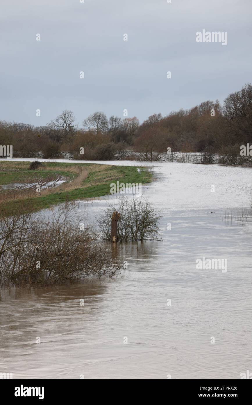 The River Severn in flood at the Mythe Bridge and Mythe Bridge Water