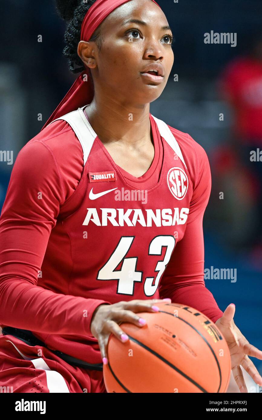 Oxford, MS, USA. 22nd Feb, 2022. Arkansas guard Makayla Daniels (43) in
