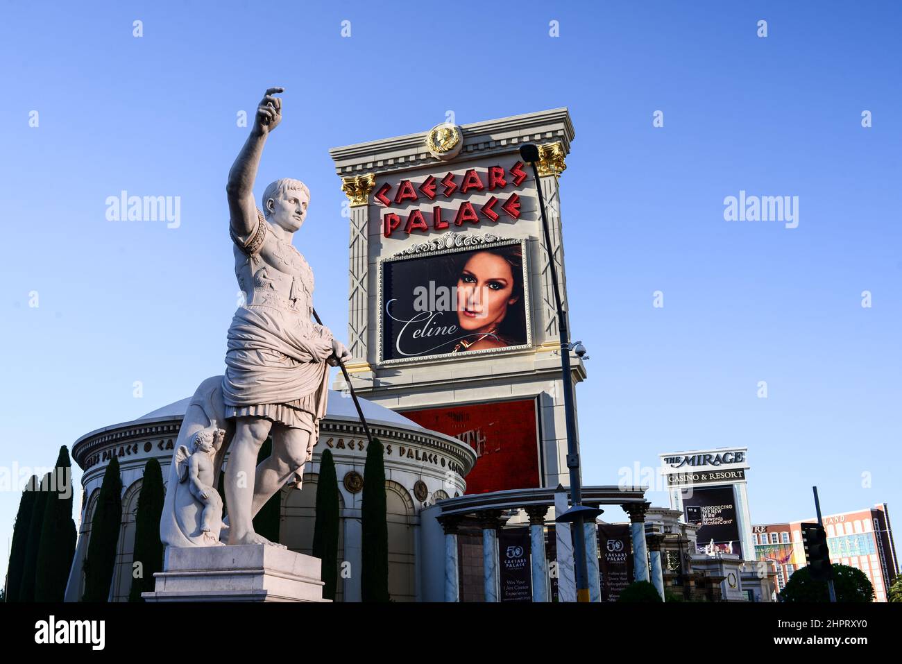 Caesars Palace statue gets decked out in Golden Knights gear
