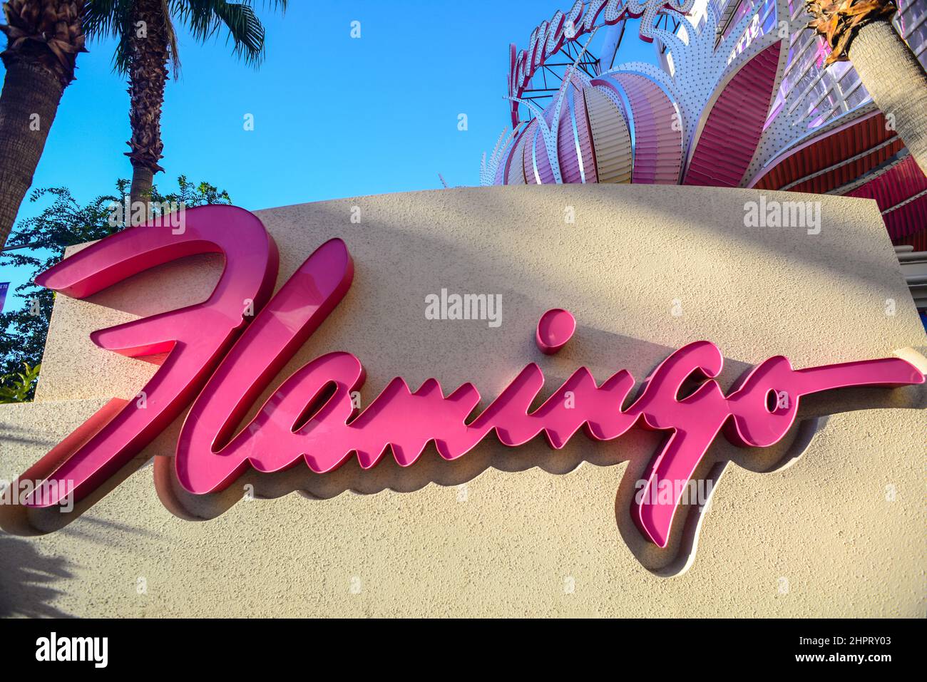 Neon sign at Flamingo Las Vegas Hotel & Casino Stock Photo